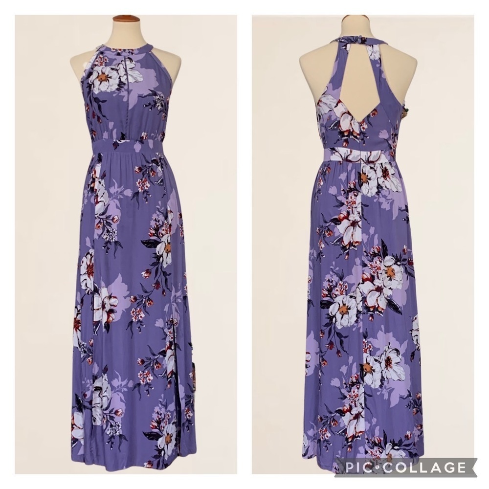Altar’d State Huelva Maxi Dress Lavender Floral Print Size Medium